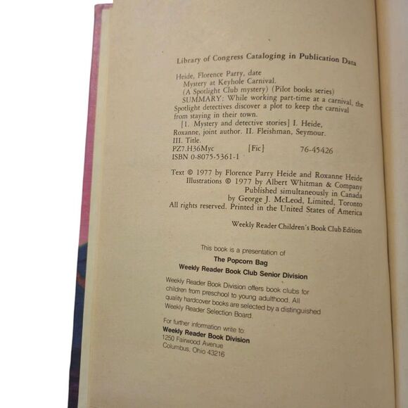 "Mystery at Keyhole Carnival" by Florence & Roxanne Heide (1977) Hardcover - Picture 5 of 9